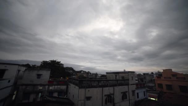 Dark Clouds Small Town India Asia — Stok Video