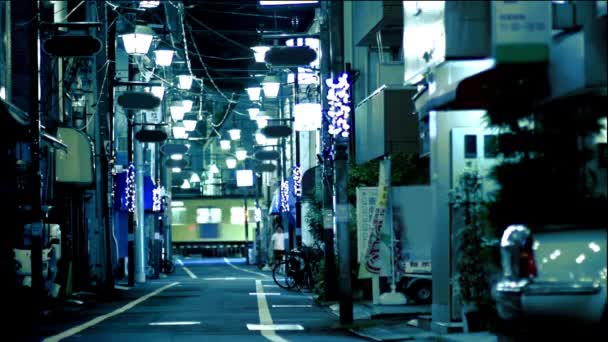 Japanese Night Empty Street — Vídeos de Stock