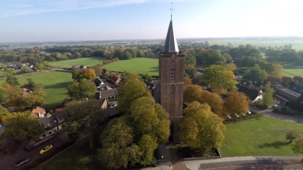 Church Rural Area High Angle Drone Shot — Video Stock