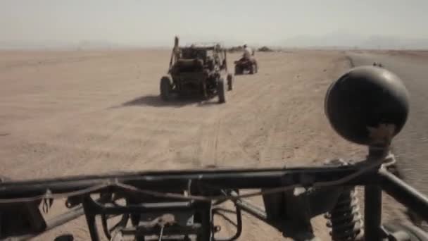 Handheld Front Seat View Driving Road Buggy Egyptian Desert Medium — Stock videók