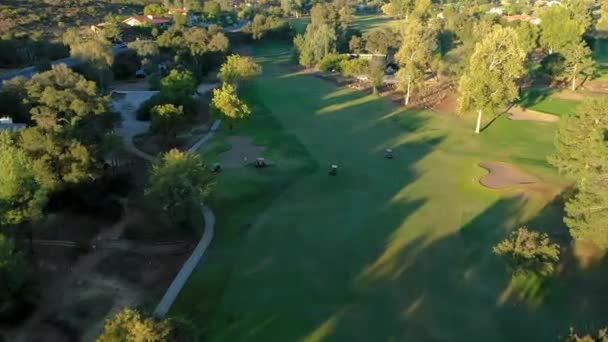 Luchtdrone Van Golfbaan San Vicente Ramona California Tijdens Zonsopgang — Stockvideo