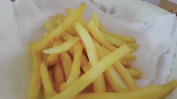 Close Macro Francês Batatas Fritas Imagens — Vídeo de Stock