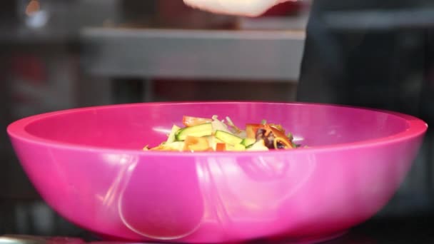 Caterer Preparing Salad Melon — Vídeos de Stock