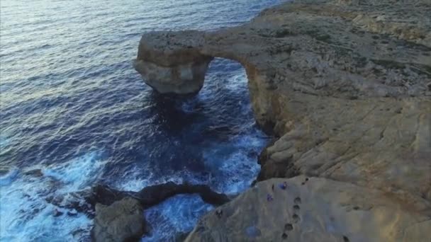 Drone Shot Azure Window Malta — ストック動画
