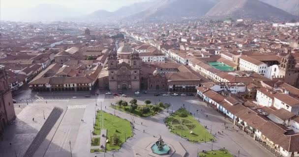 Letecký Pohled Náměstí Cusco — Stock video