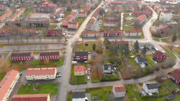 Drone Footage Flying Residential Area Small Town Sweden Filed Realtime — Vídeo de Stock