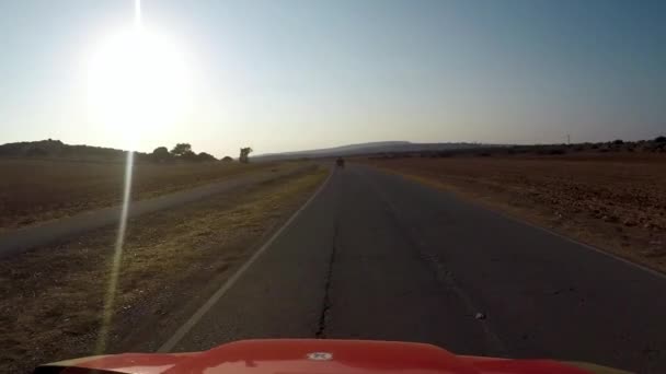 Point View Driving Four Wheeler Sun Paved Road — Stock video