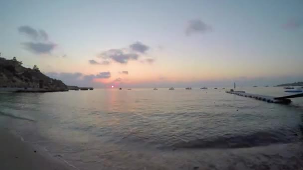 Beach Sunset Timelapse Looking Out Medditeranean Sea Konnos Bay Cyprus — Wideo stockowe