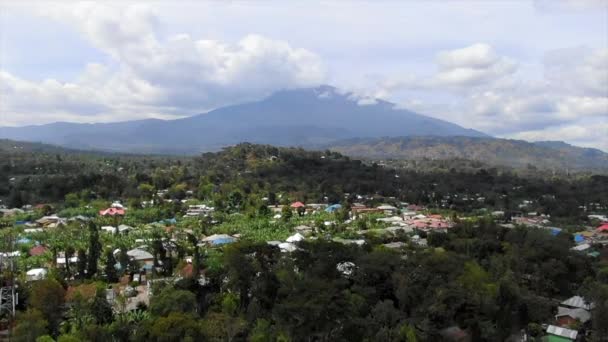 Vista Aérea Volando Sobre Una Aldea Rural Boscosa Tanzania — Vídeo de stock