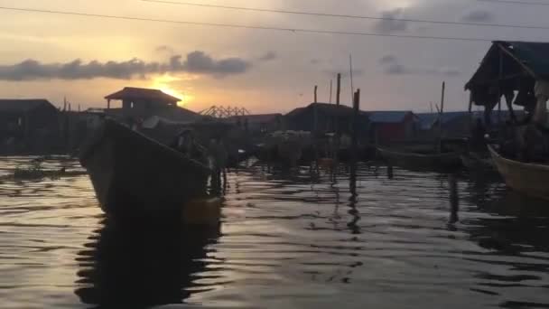 Makoko Nun Gündoğumu Çekimi Burası Nijerya Nın Büyük Gecekondu Mahallesi — Stok video