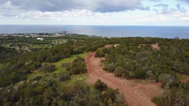 Aerial Drone Shot Akamas Peninsula Cyprus Paphos Dirt Path High — Stock video