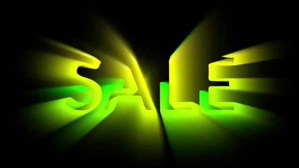 Seamless Loop Searchlight Sale Sign Animation Six Seconds Yellow Green — Video
