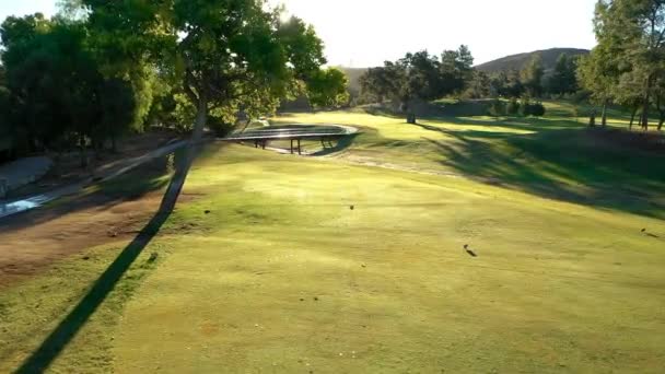 Flygdrönare San Vicente Golfbana Ramona Kalifornien Soluppgången — Stockvideo