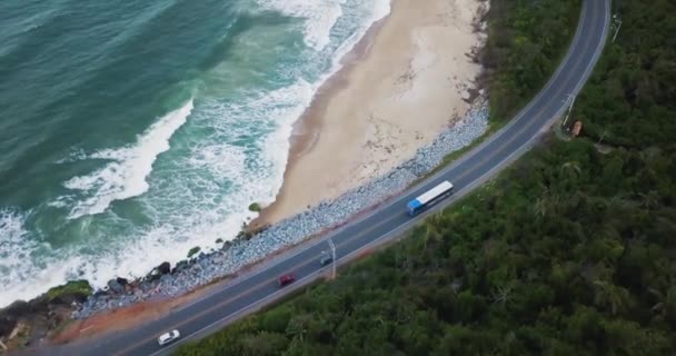 Wonderful Aerial Drone Highway Road Coast Ocean Coastline — Video Stock