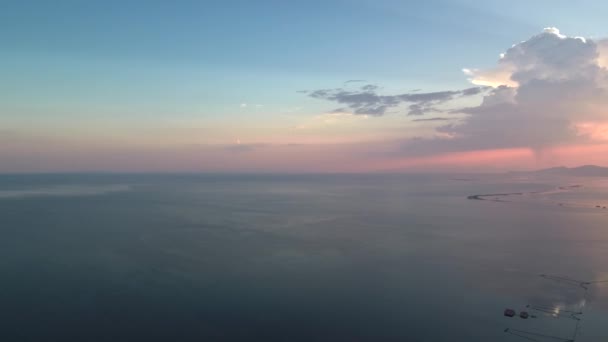 Sunset Mesologgi Greece Aerial View Sunset Clouds Sea Horizon — Stockvideo