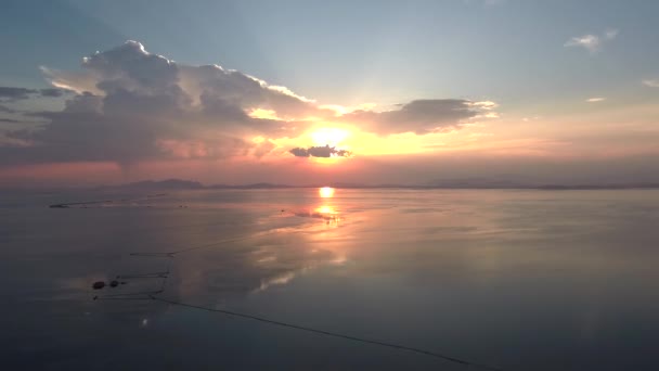 Sunset Mesologgi Greece Aerial View Sunset Clouds Sea Horizon — Vídeos de Stock