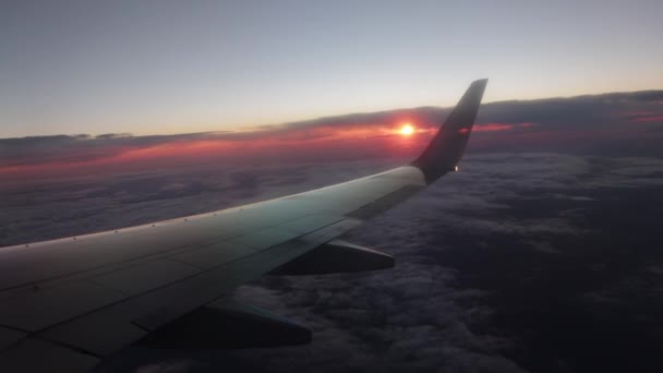 Sunrise View Air Plane Wing View — Stockvideo