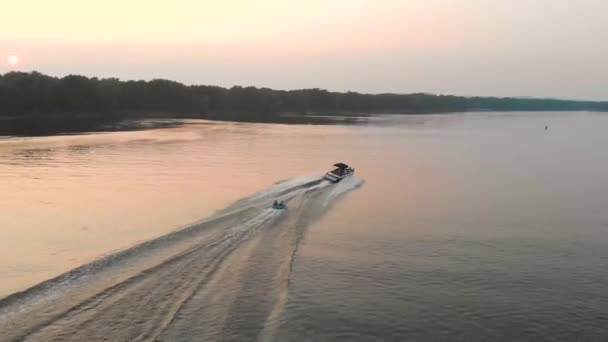 Tubing Sunset Mississippi River — Video Stock