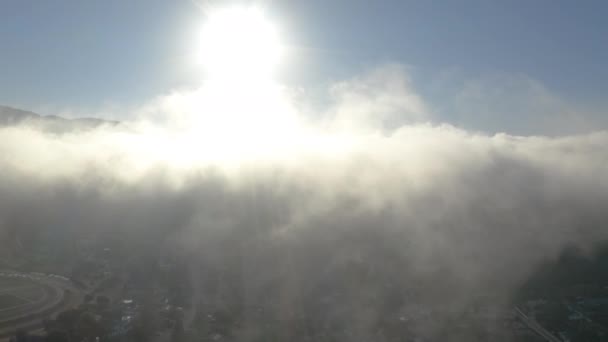 Aerial View Low Fog Mountains San Diego Sunrise — Wideo stockowe