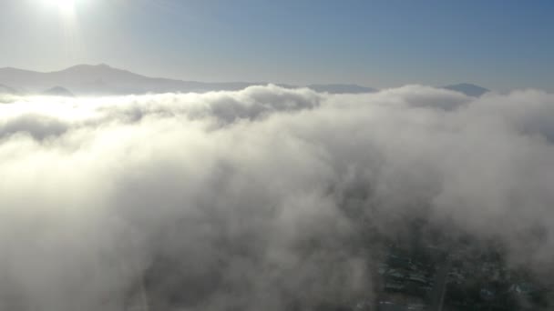 Aerial View Low Fog Mountains San Diego Sunrise — Wideo stockowe