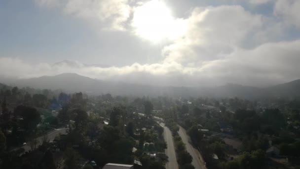 Aerial View Low Fog Mountains San Diego Sunrise — Stok video