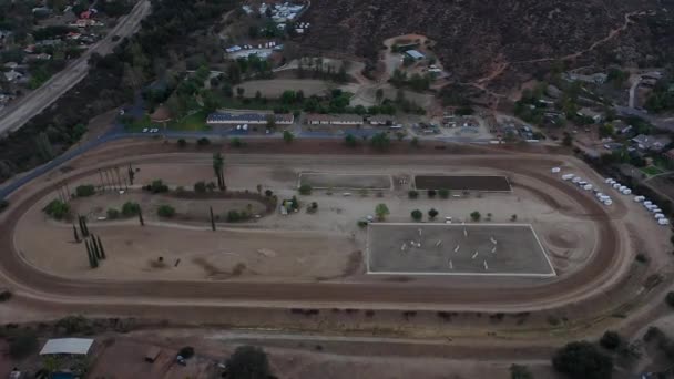 Aerial Drone View Equestrian Center Parallax Motion Right Left — Wideo stockowe