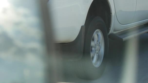 View Car Looking Back Another Vehicle Overtakes Passes Car — 图库视频影像