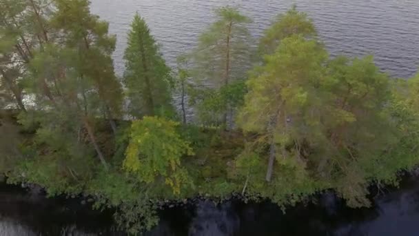 Images Aériennes Une Île Étroite Dans Lac Finlande — Video