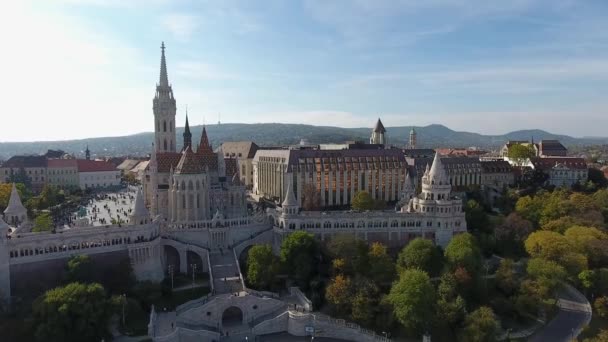 Letecký Snímek Kostela Matyáše Budapešti Maďarsko — Stock video