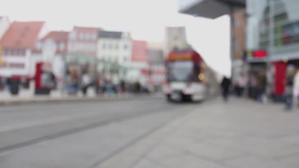 Blurry People Moving Downtown Erfurt Historic City Germany — Stok video