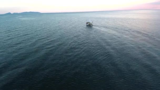 Fishing Boat Sailing Sunset — Stockvideo