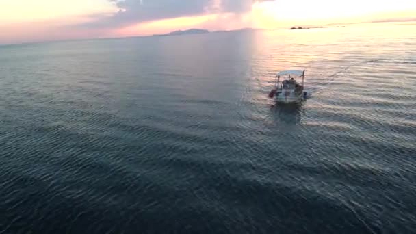 Fishing Boat Sailing Sunset — Wideo stockowe