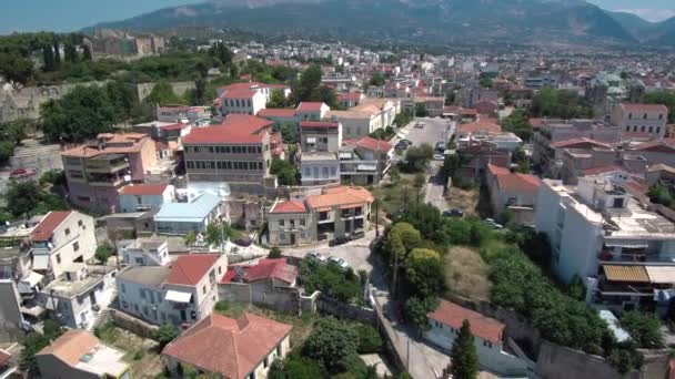 Aerial View Patras Old Town Capital Peloponnese Greece — Video