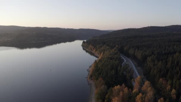 Drone Bred Bild Lipno Dam Sumava Nationalpark Tjeckien Europa — Stockvideo