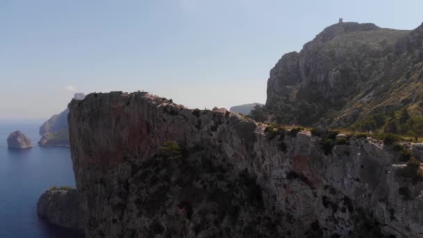 Aerial Reveal Shot Cape Formentor North Coast Mallorca Island — 비디오