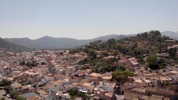 Aerial Balearic City Hills Old Architecture Mallorca — 비디오