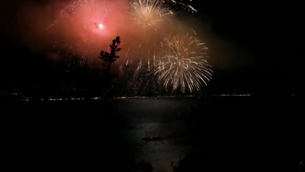Huge Firework Show Sea — Stock video