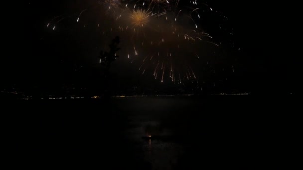 Huge Firework Show Sea — Stock video