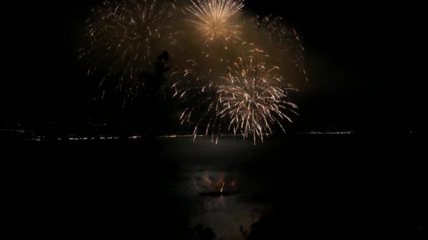 Huge Firework Show Sea — Wideo stockowe