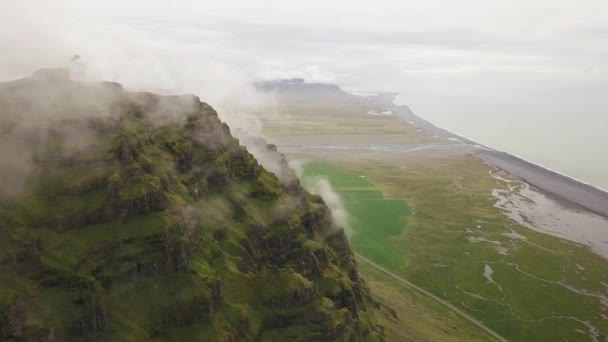 Aerial Mountain Clouds Top Iceland — Wideo stockowe