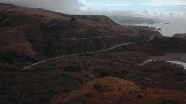 Scenic Drone View Highway Northern California Coast Clouds Background — Stock Video