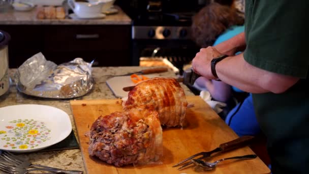 Carving Roast Turkey — Stockvideo