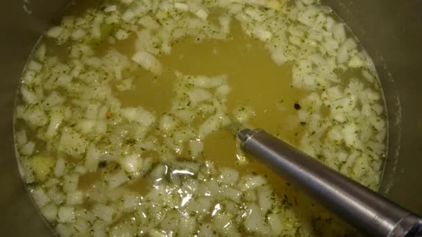 Cooking Adding Vegetables Soup — Vídeo de Stock