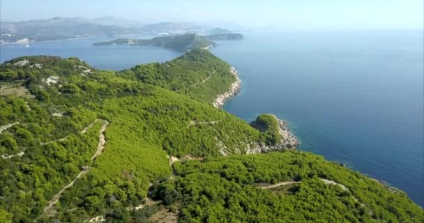 Aerial Footage Mountain Roads Croatia Dubrovnik Beautiful Landscape Clear Blue — Stockvideo