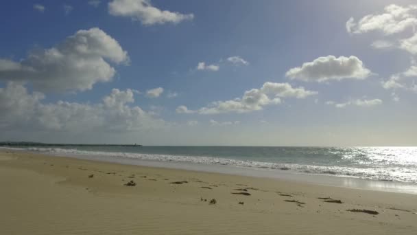 Beach Cloudy Day Empty Beach Lagos Coast Line Portugal — Stock Video