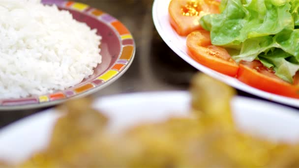 Chicken Stew Rice Salad — Stock video