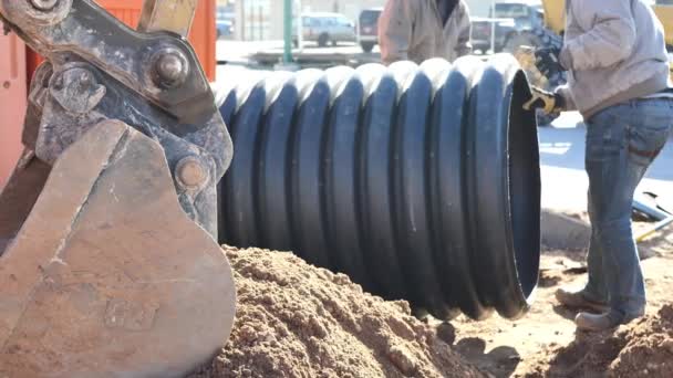 Multiple Shots Construction Site Workers Working Away Equipment Being Used — Stok video