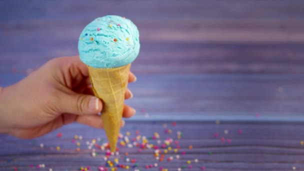 Bubble Gum Ice Cream Cone — Stock video