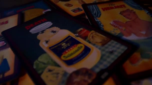 Slow Panning Shot Deck Shuffled Tarot Cards — Vídeos de Stock