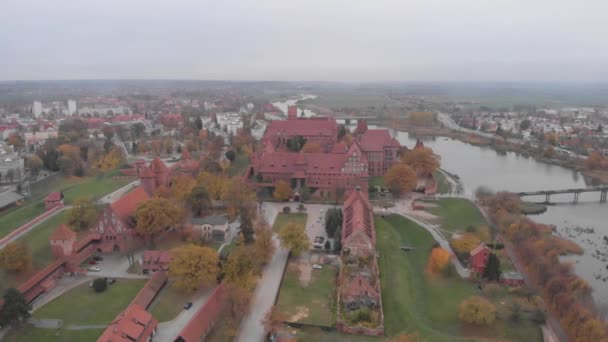 Aerial Shoot Biggest Brick Castle World Located Malbork Poland Shoot — Wideo stockowe